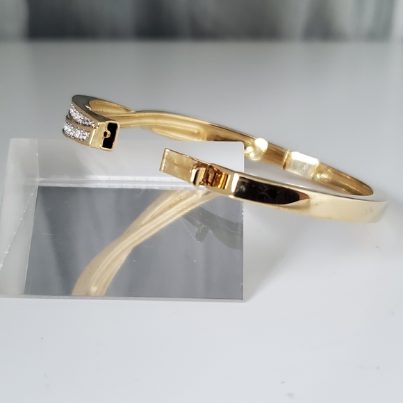 Swarovski Edith Goldtone Twist Rows Pave Hinged Bracelet - Picture 5 of 13